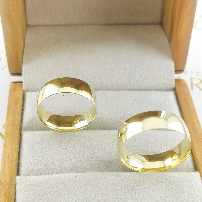 Alianças Em Ouro 18k Kingston 7mm Polida Meia Cana