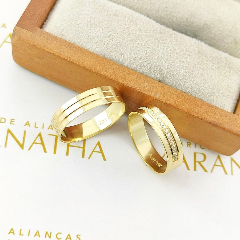 Alianças Em Ouro Modelo Kiribati 5mm Polida Reta
