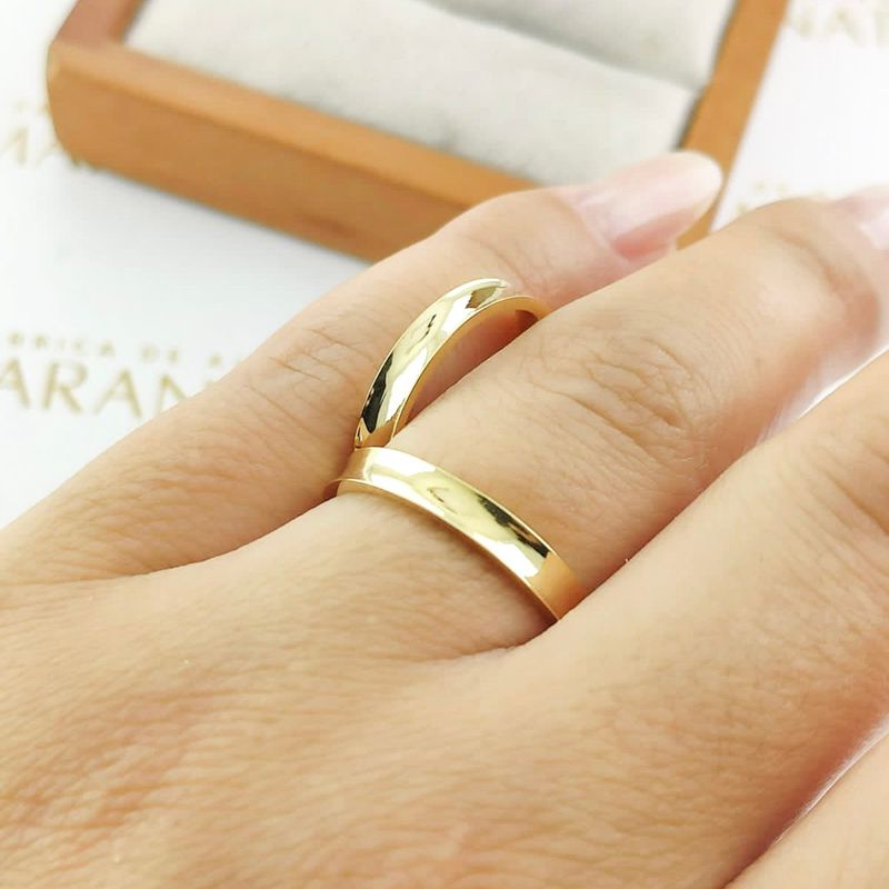 Alianças Em Ouro 18k Marrocos 3mm Polida Côncava
