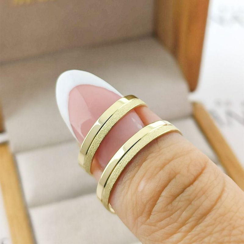 Alianças Em Ouro 18k Peru 3mm Polida e Fosco Diamantado Reta