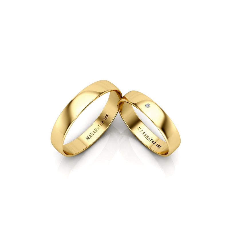 Alianças Em Ouro 18k Polônia 4mm Polida Meia Cana