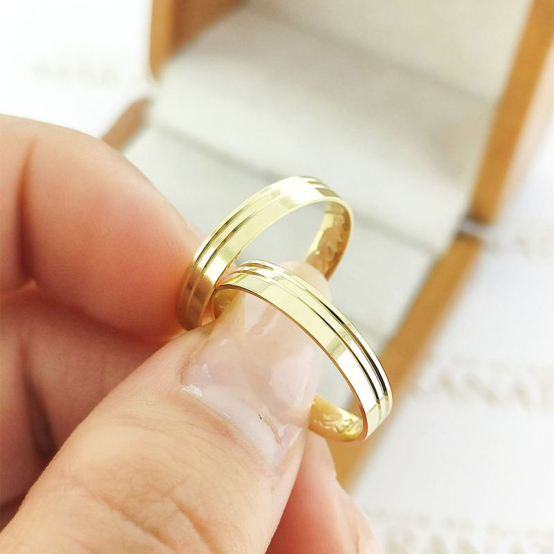 Alianças Em Ouro 18k República Tcheca 3mm Polida Reta