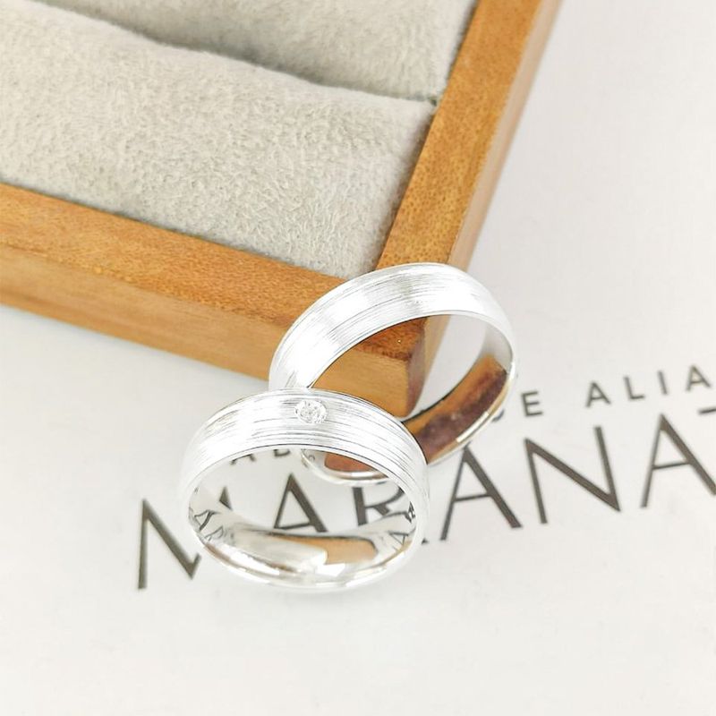 Alianças Em Prata 950 Barra Grande 6mm Fosco Lixado Meia Cana