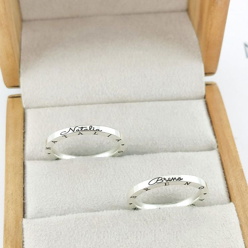 Alianças Em Prata 950 Bonete 2mm Polida Reta