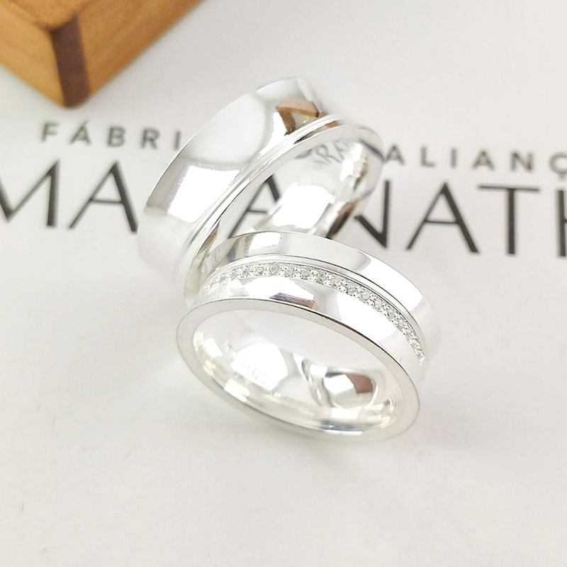 Alianças Em Prata 950 Garapuá 7mm Polida Côncava