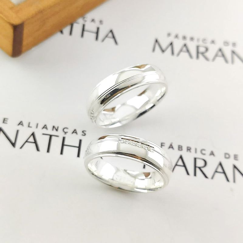 Alianças Em Prata 950 Gunga 6mm Polida Meia Cana