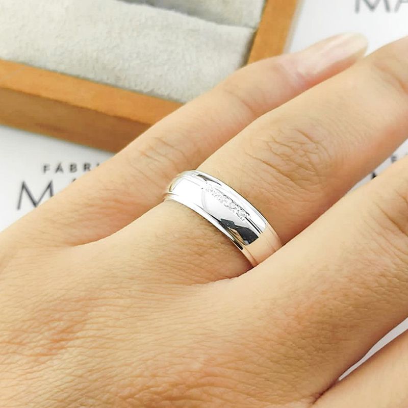 Alianças Em Prata 950 Gunga 6mm Polida Meia Cana