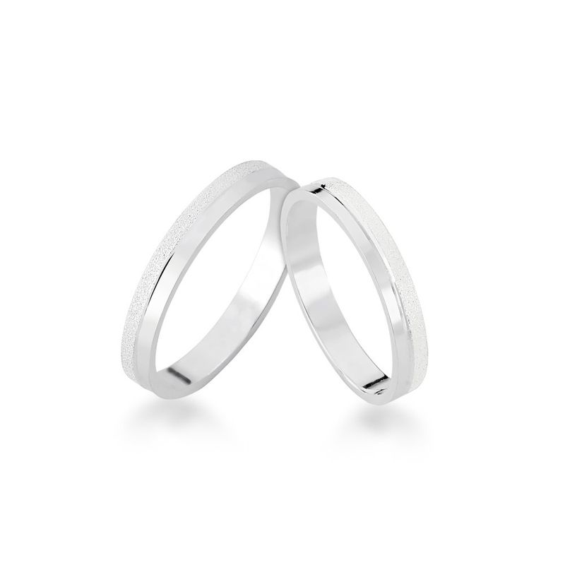 Alianças Em Prata 950 Itaoca 4mm Polida e Fosco Diamantado Reta