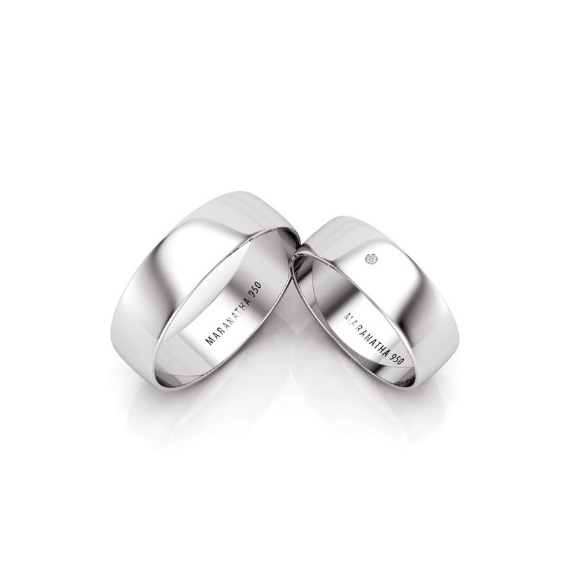 Alianças Em Prata 950 Juquehy 6mm Polida Meia Cana