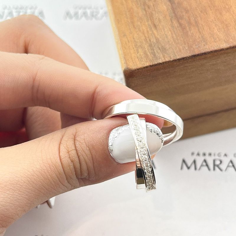 Par de Alianças Em Prata 950 Modelo Leblon 3mm Polida Reta