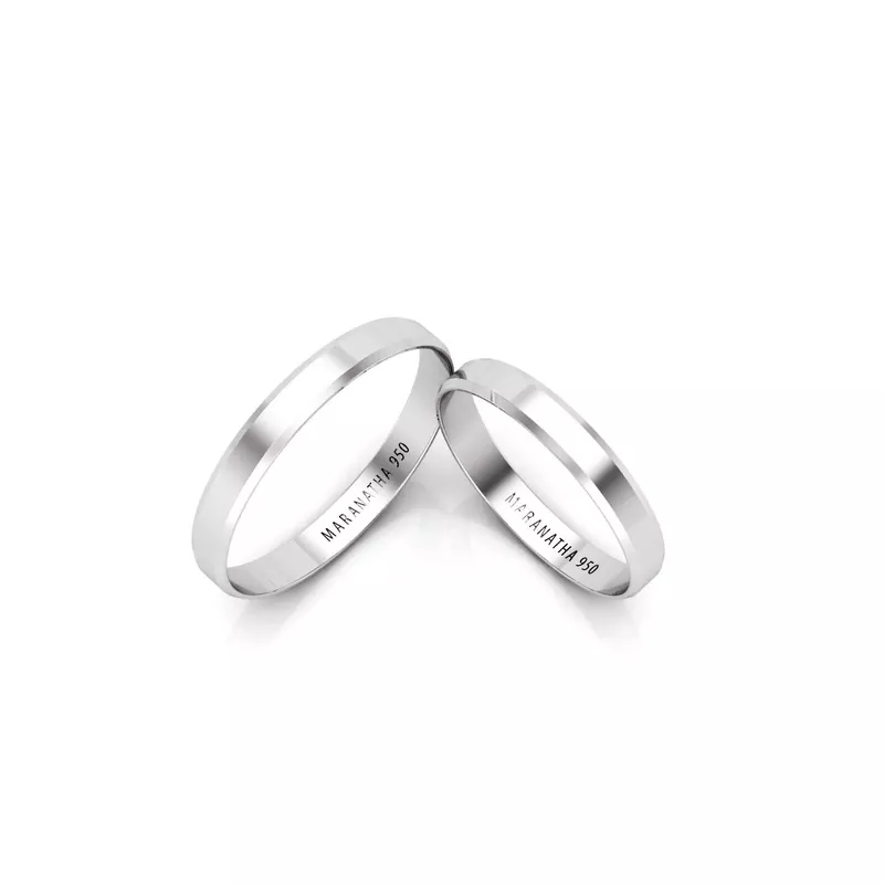 Alianças Em Prata 950 Maracaípe 3mm Polida Reta Chanfrada