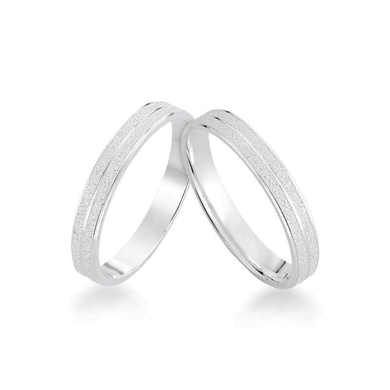 Alianças Em Prata 950 Maragogi 3mm Fosco Diamantado Reta