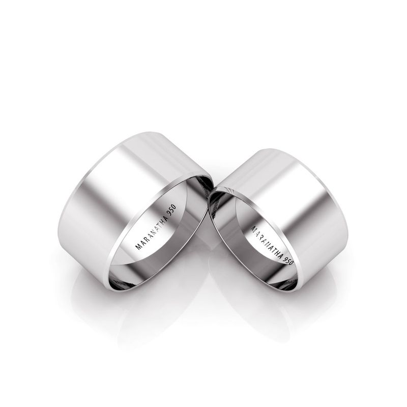 Alianças Em Prata 950 Santos 10mm Polida Reta Chanfrada