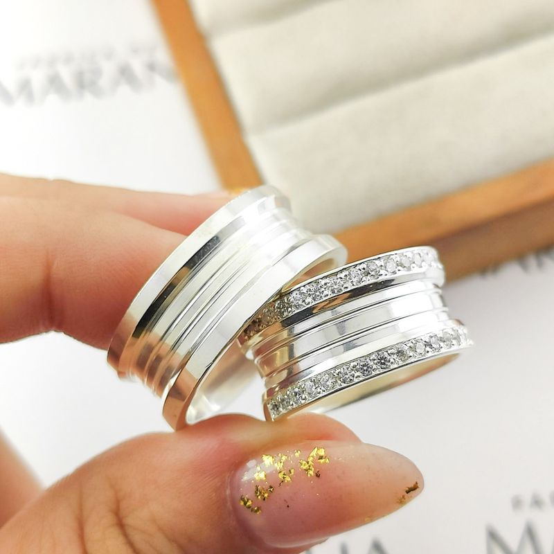 Alianças Em Prata 950 São Miguel 8mm Polida Reta