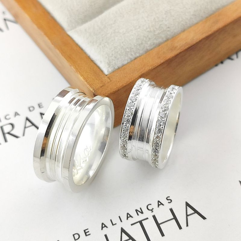 Alianças Em Prata 950 São Miguel 8mm Polida Reta