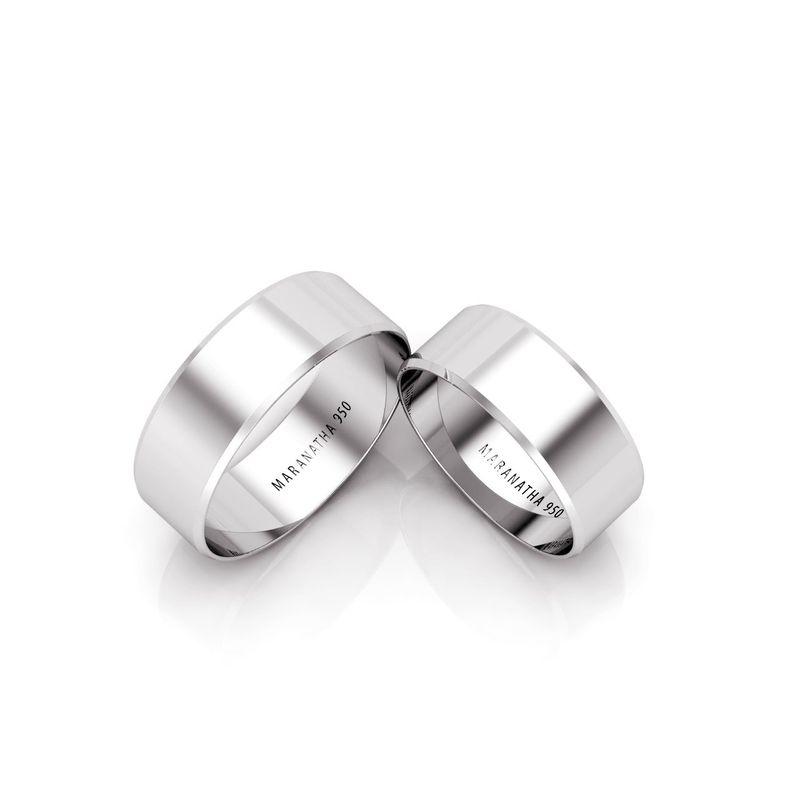 Alianças Em Prata 950 Sauípe 7mm Polida Reta Chanfrada