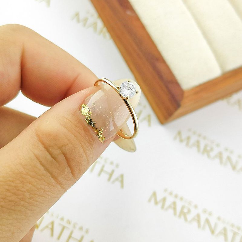 Anel De Noivado Alice Em Ouro 18k