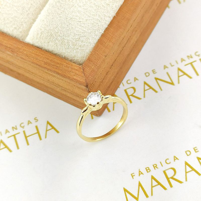 Anel De Noivado Camila Em Ouro 18k