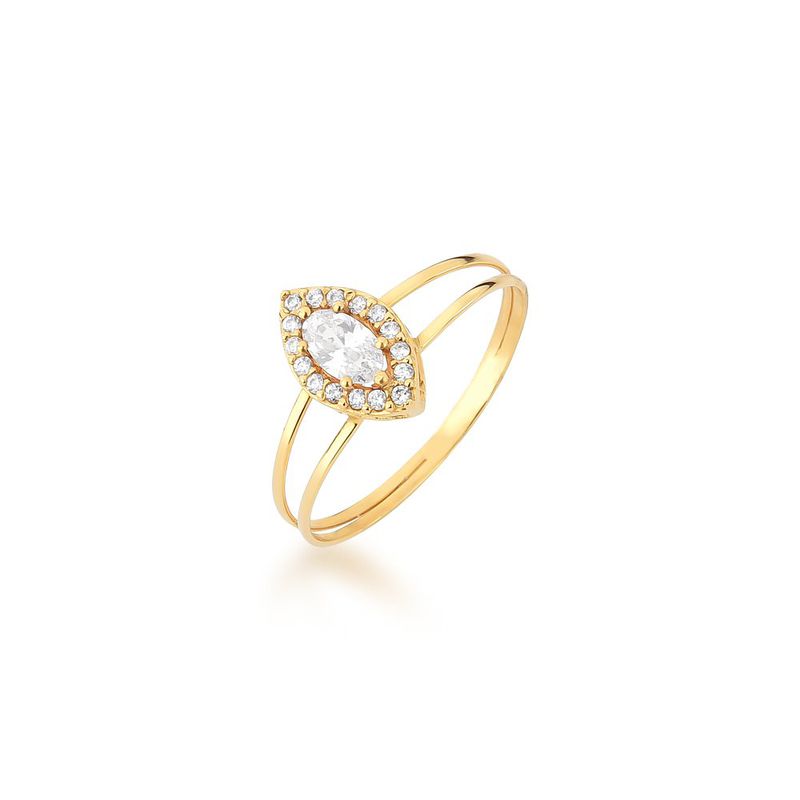 Anel De Noivado Hermosa Em Ouro 18k