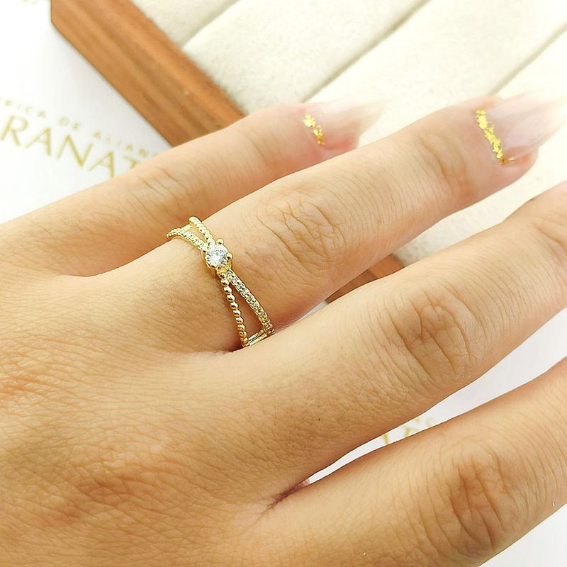 Anel De Noivado Mariana Em Ouro 18k
