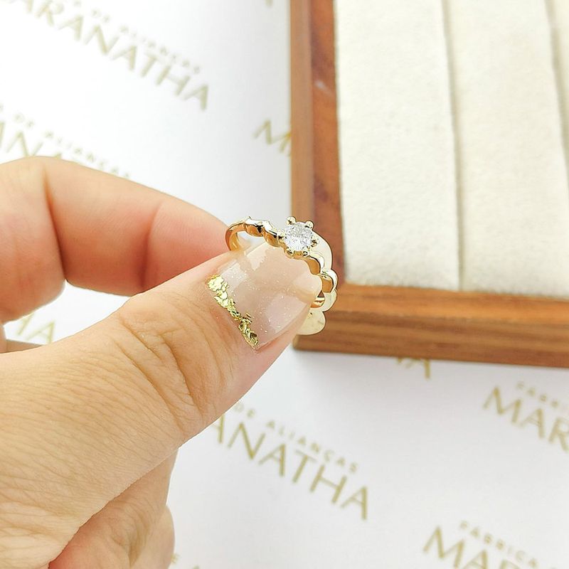 Anel De Noivado Renata Em Ouro 18k