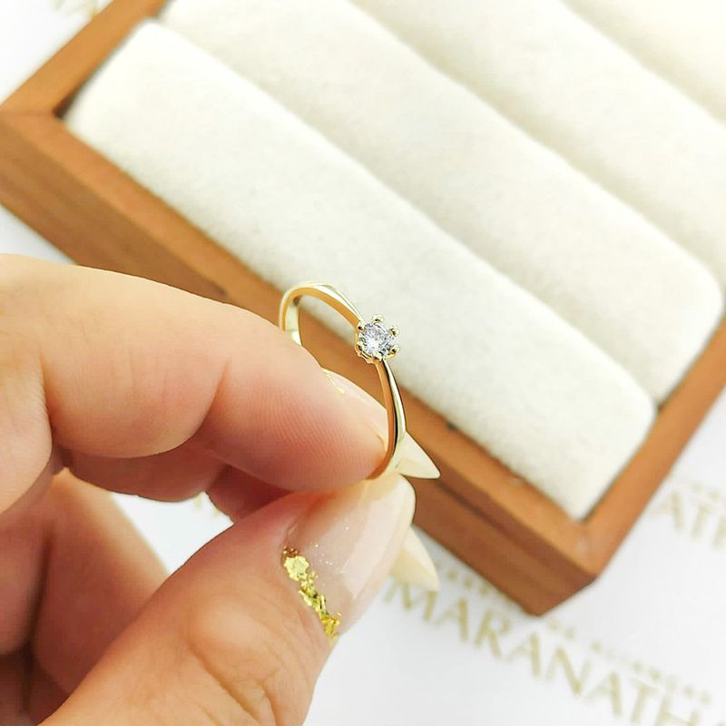Anel De Noivado Thaís Em Ouro 18k