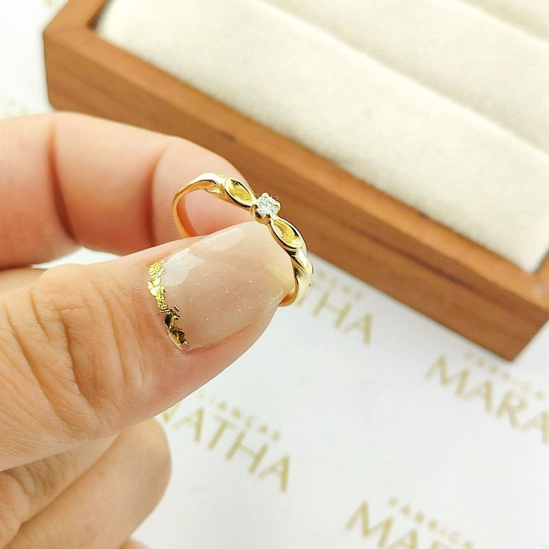 Anel De Noivado Vanessa Em Ouro 18k