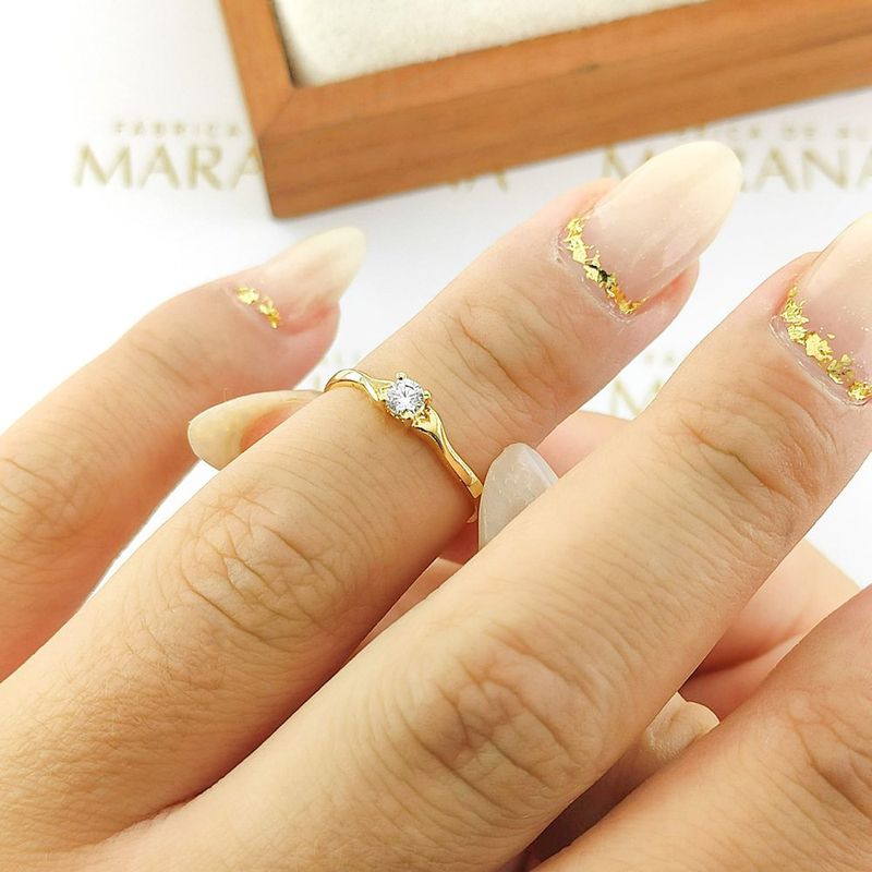 Anel De Noivado Verônica Em Ouro 18k