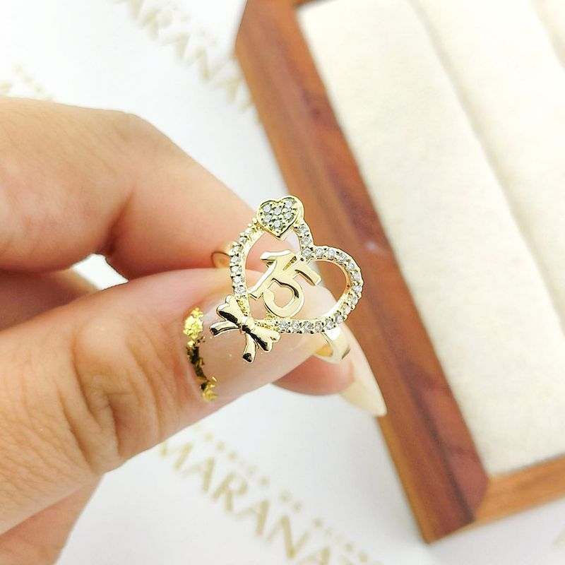 Anel Debutante Em Ouro 18k Cravejado