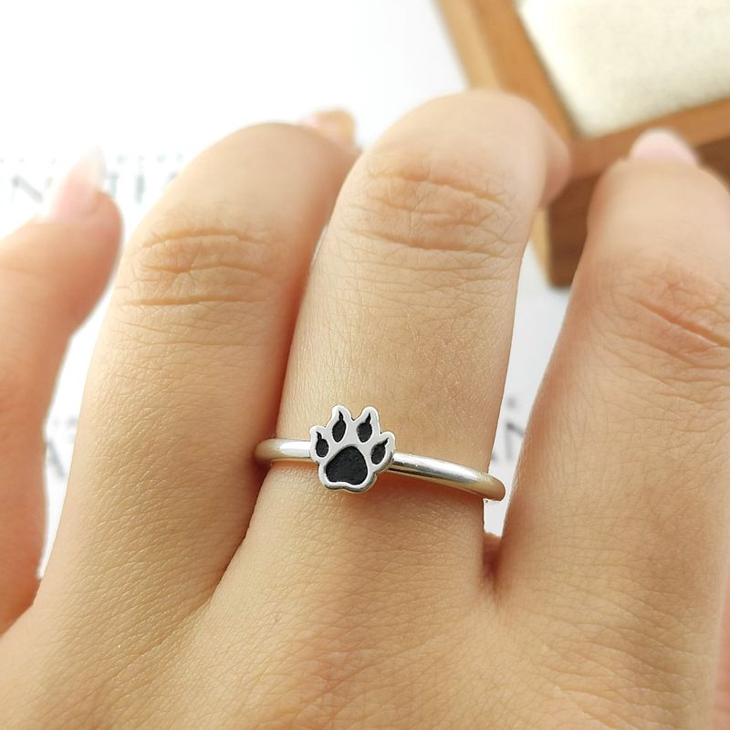 Anel Eternity Com Aro Cilíndrico e Chapa De Patinha De Gato