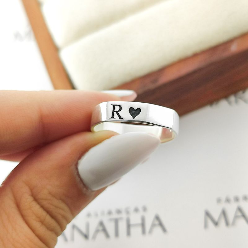 Anel Quadradinho Personalizado Em Prata
