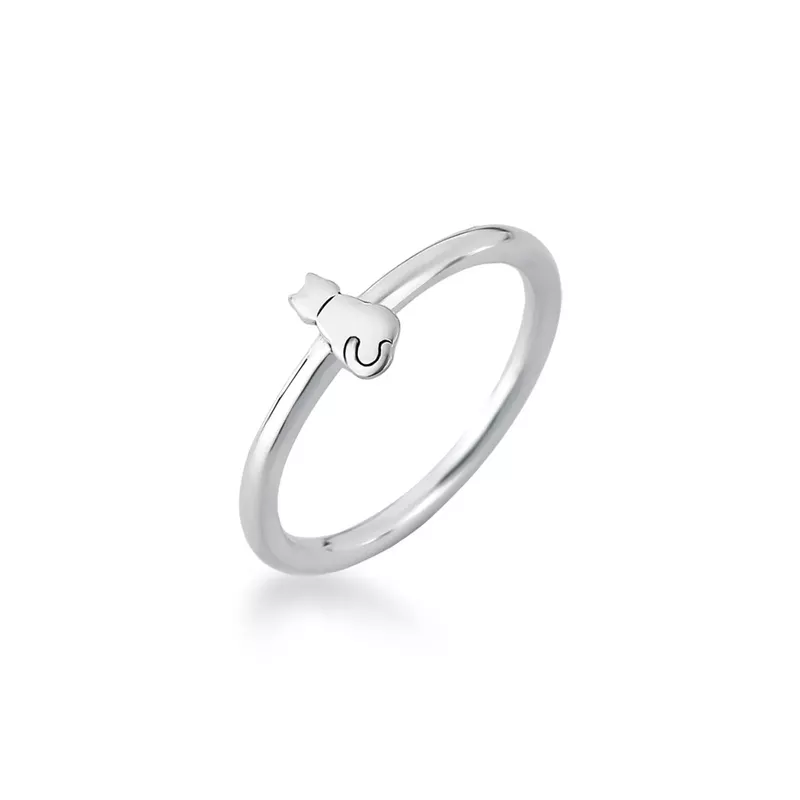 Anel Eternity Com Aro Cilíndrico e Chapa De Gato