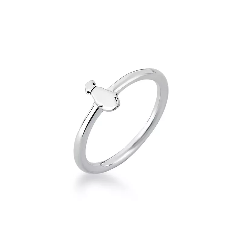 Anel Eternity Com Aro Cilíndrico e Chapa De Cachorro