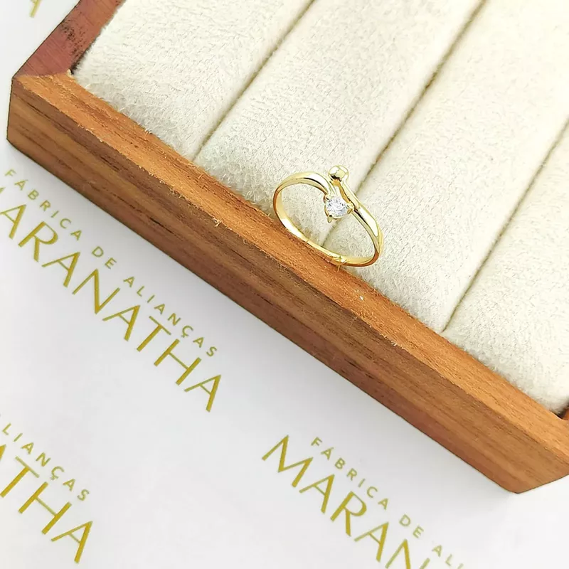 Anel De Noivado Lorena Em Ouro 18k