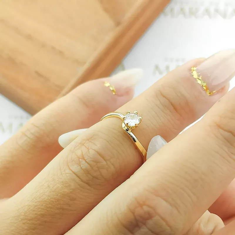 Anel De Noivado Alessandra Em Ouro 18k