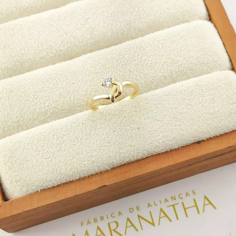 Anel De Noivado Alana Em Ouro 18k