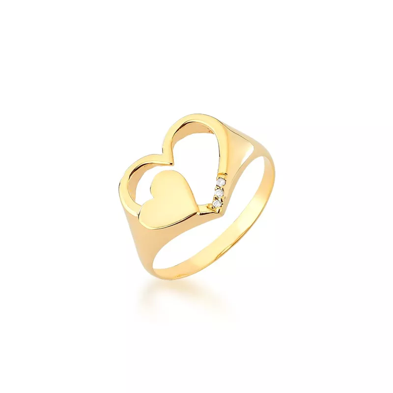 Anel De Coração Jade Em Ouro 18k