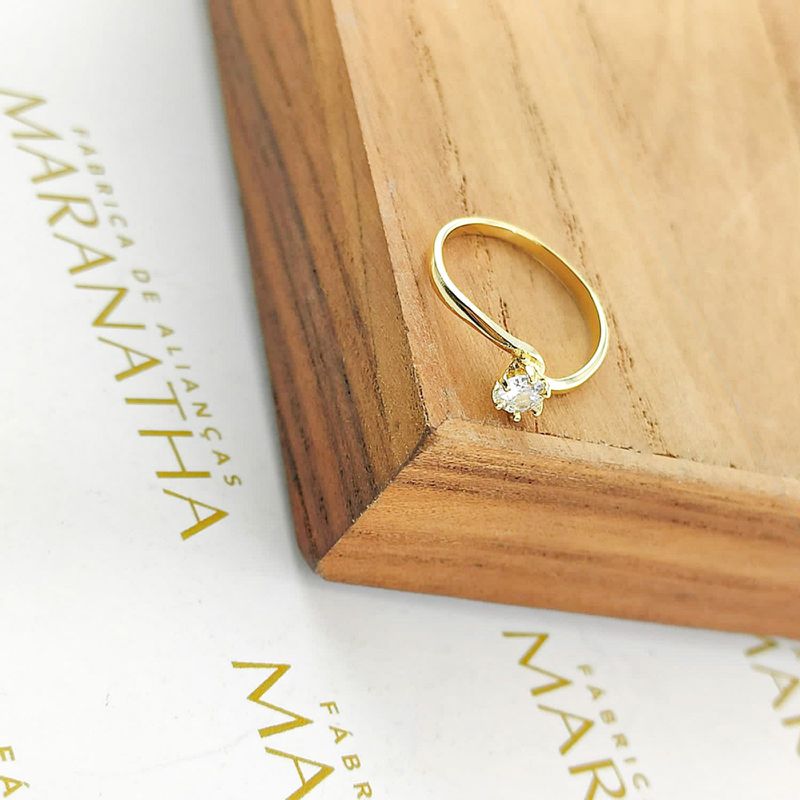 Anel De Noivado Alessandra Em Ouro 18k