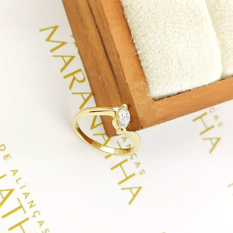 Anel De Noivado Aurora Em Ouro 18k