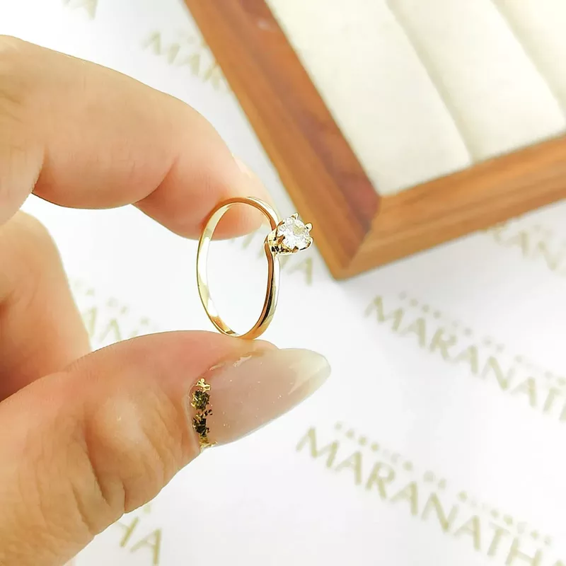 Anel De Noivado Alessandra Em Ouro 18k