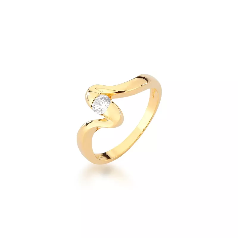 Anel De Noivado Giovana Em Ouro 18k