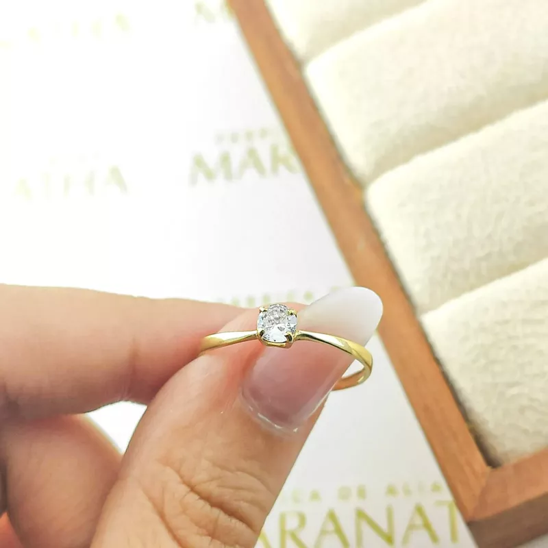 Anel De Noivado Carol Em Ouro 18k