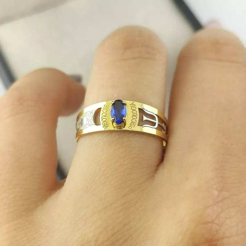 Anel De Formatura Escrita a Laser Psicologia Em Ouro 18k