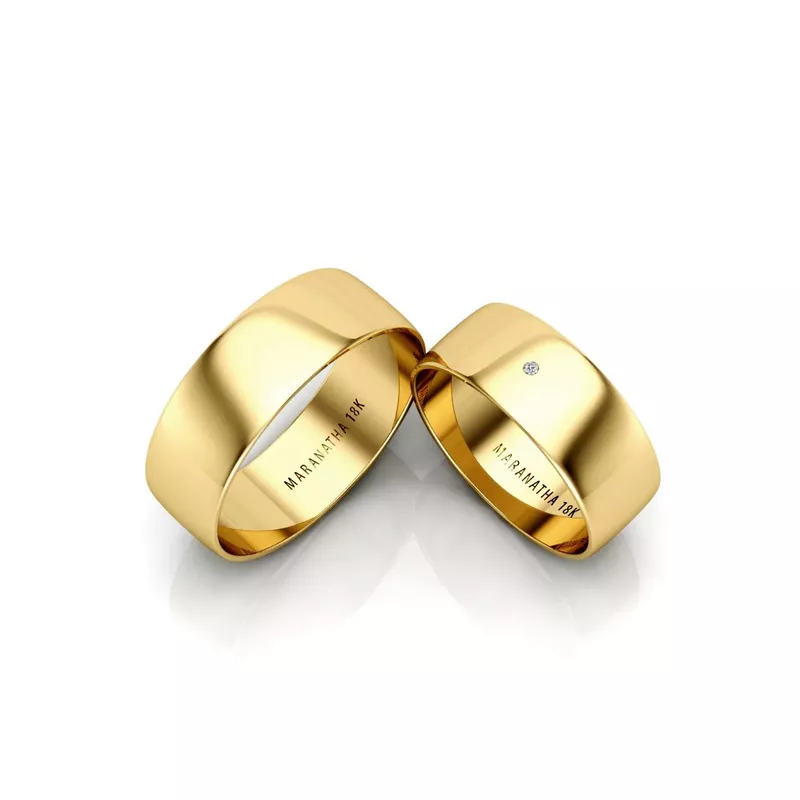 Alianças Em Ouro 18k Suíça 7mm Polida Meia Cana