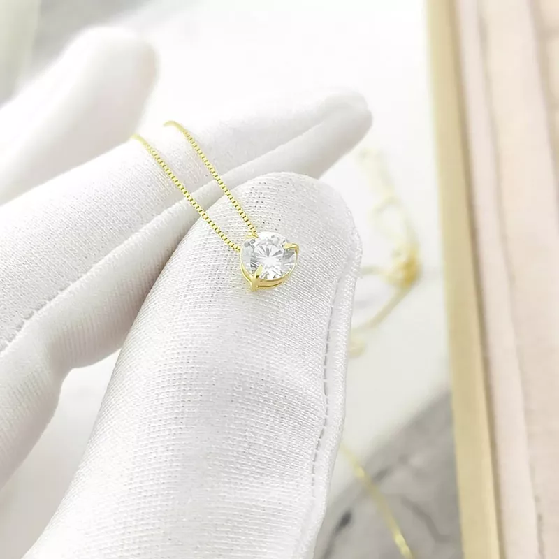 Conjunto Corrente e Pingente Ponto De Luz Em Ouro 18k