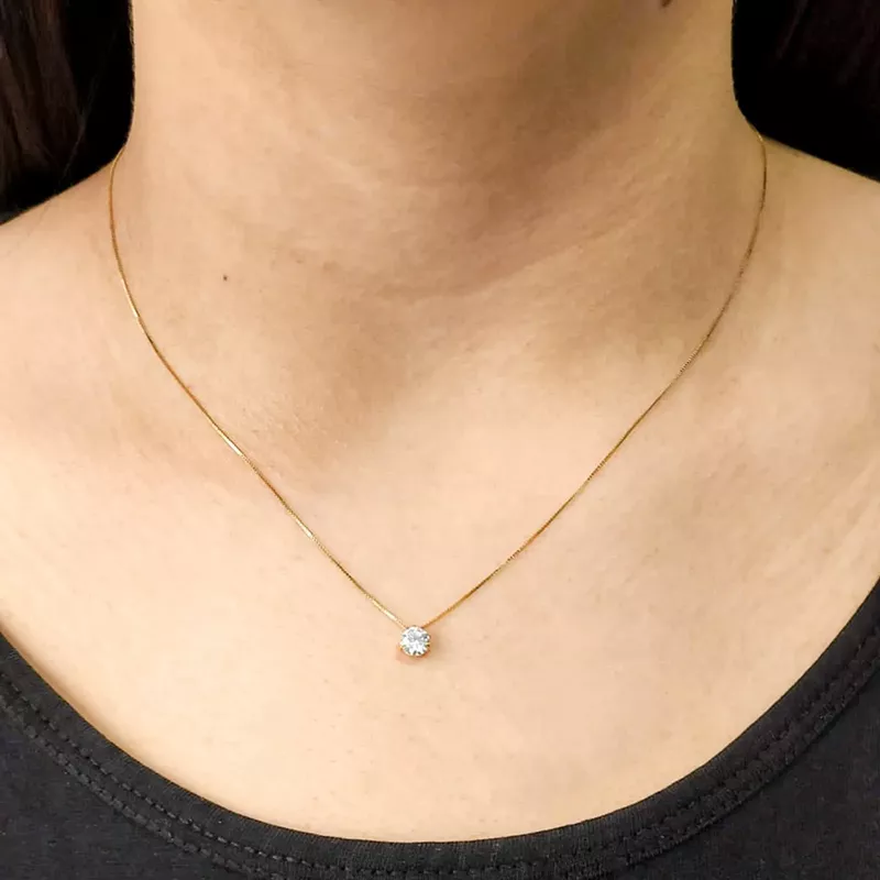 Conjunto Corrente e Pingente Ponto De Luz Em Ouro 18k