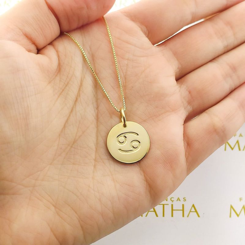 Conjunto Corrente Veneziana e Pingente De Signo Câncer Ouro 18k