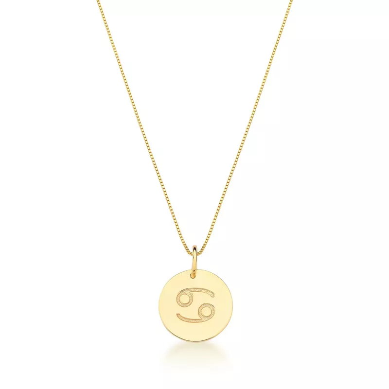Conjunto Corrente Veneziana e Pingente De Signo Câncer Ouro 18k