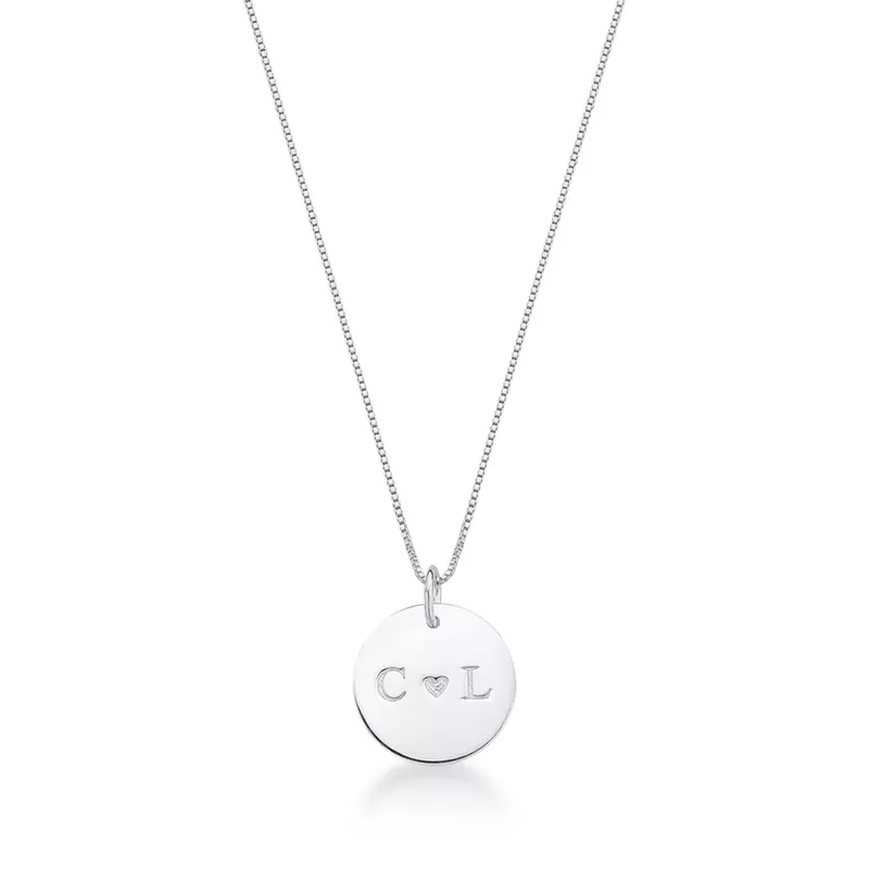 Colar Medalha Personalizada Com Iniciais Em Prata