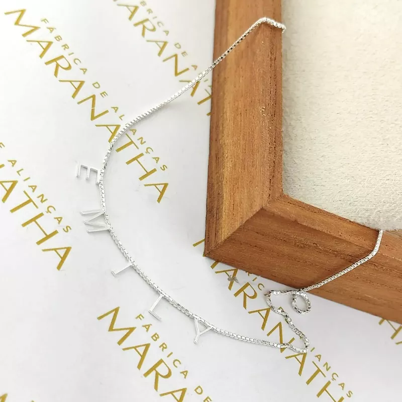 Colar Letras Personalizado Em Prata